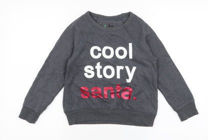NEXT Boys Grey  Cotton Pullover Sweatshirt Size 7 Years  Pullover - Cool Story Santa, Christmas