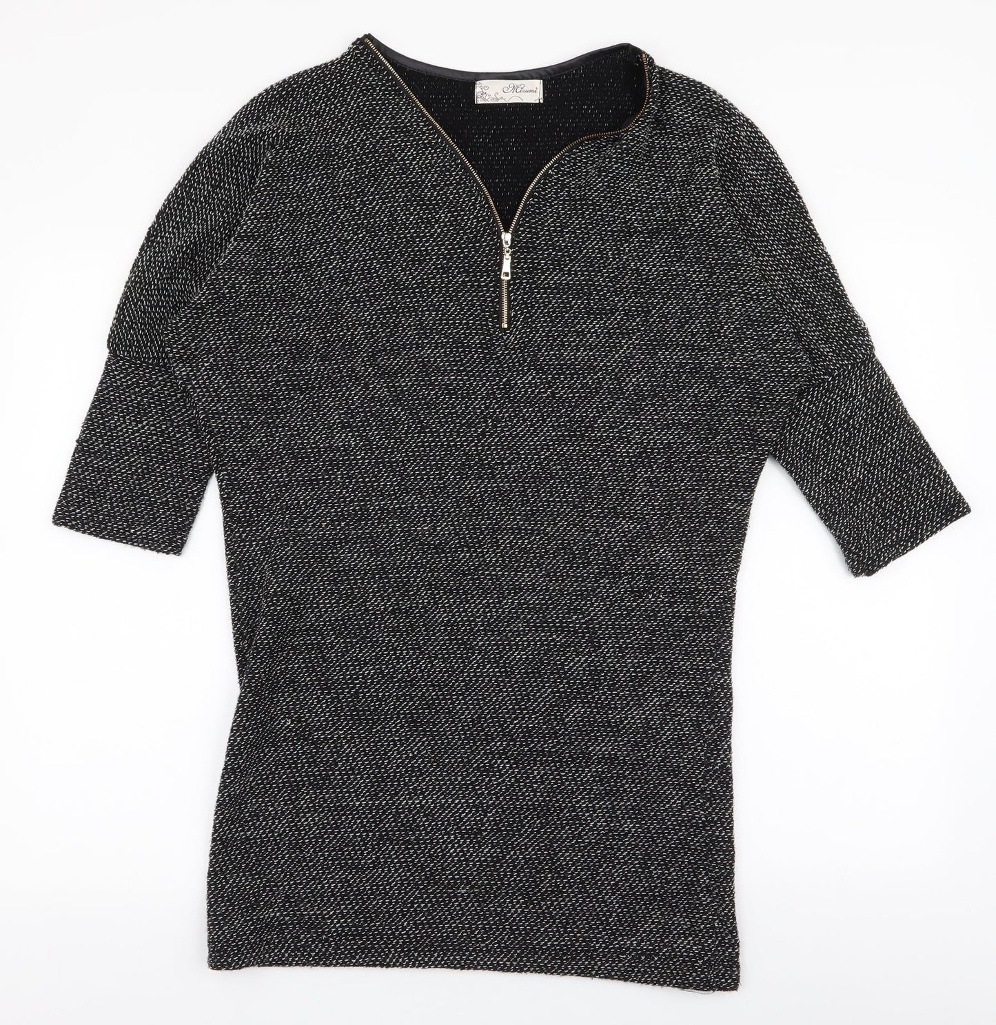 Mizumi Womens Black V-Neck  Acrylic Pullover Jumper Size S