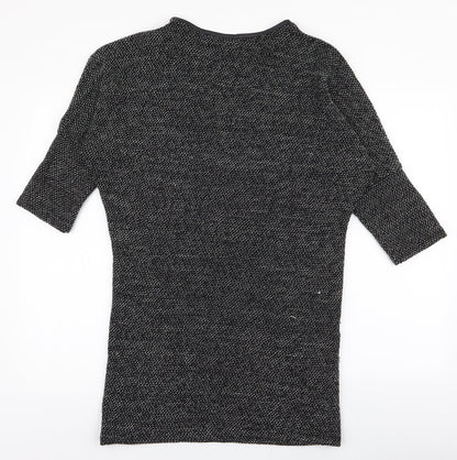 Mizumi Womens Black V-Neck  Acrylic Pullover Jumper Size S