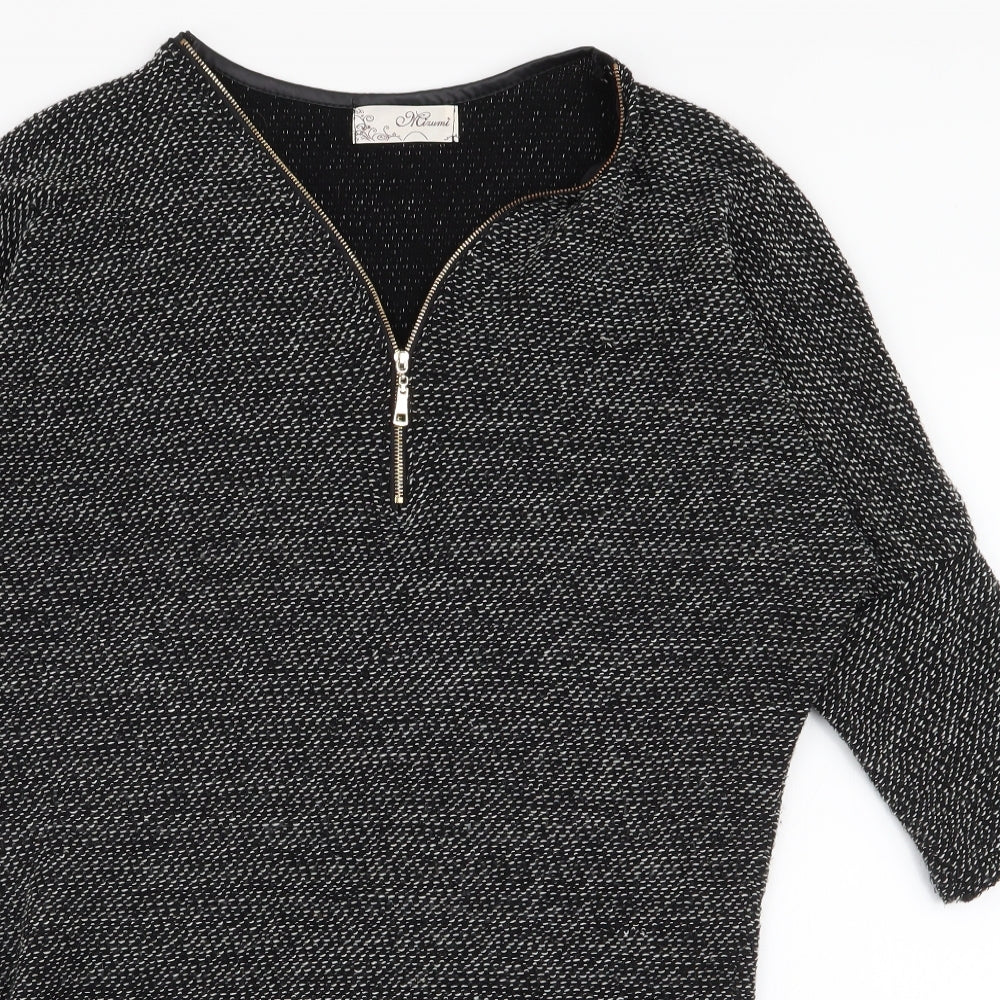 Mizumi Womens Black V-Neck  Acrylic Pullover Jumper Size S