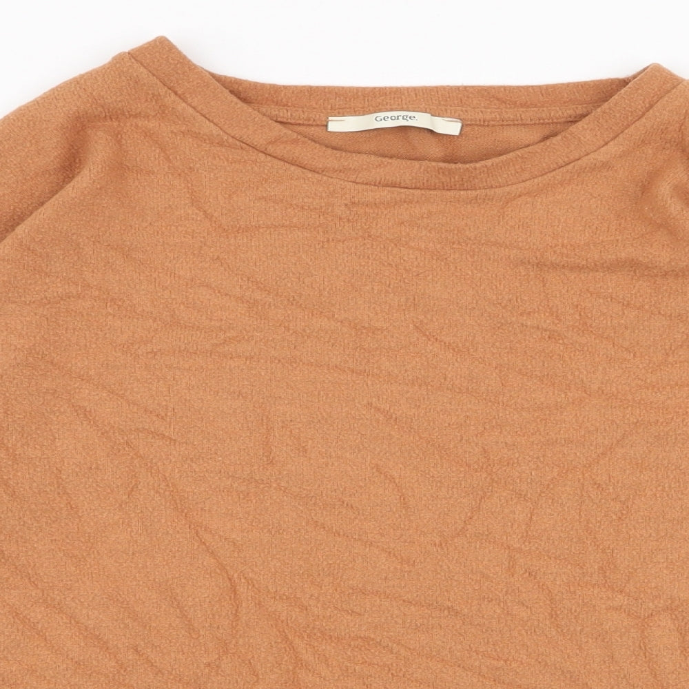 Close-up detail of George women’s yellow viscose pullover sweatshirt, size S, pullover