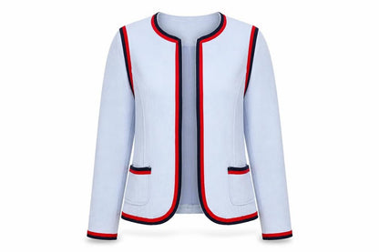 Front view of Chic & Jeune women’s blue jacket, size XL