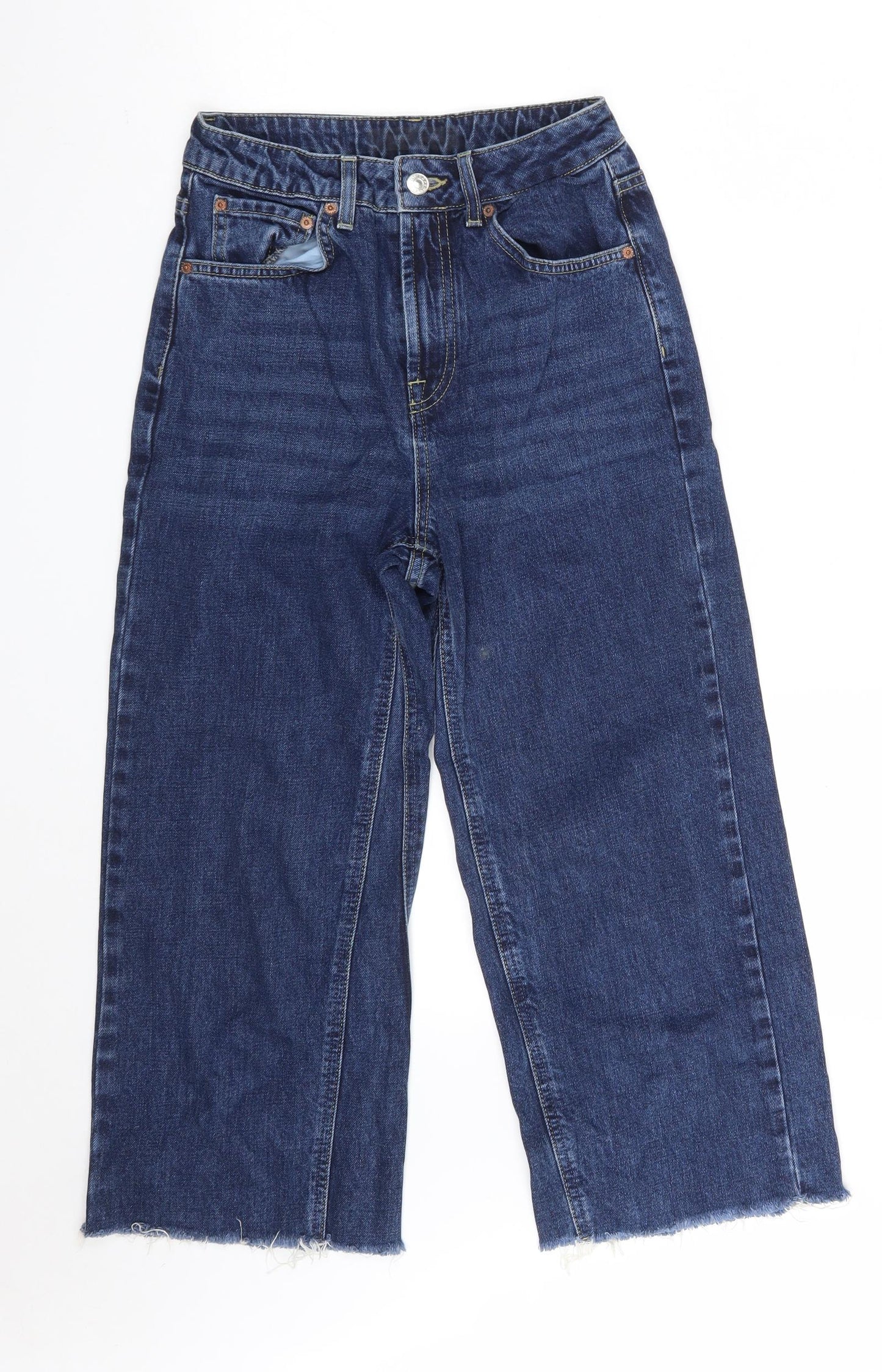 Topshop Womens Blue  Cotton Cropped Jeans Size 24 in L22 in Regular Zip