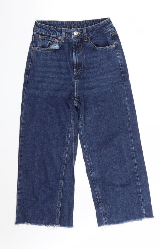 Topshop Womens Blue  Cotton Cropped Jeans Size 24 in L22 in Regular Zip