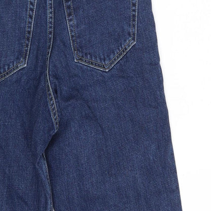 Topshop Womens Blue  Cotton Cropped Jeans Size 24 in L22 in Regular Zip