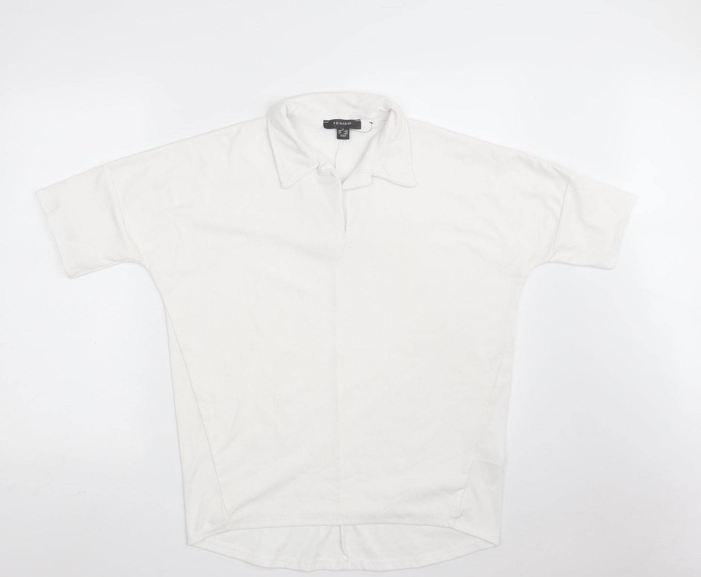Primark Womens White  Polyester Basic Polo Size 6 Collared - Size 6-8