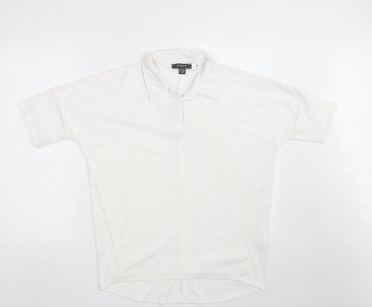Primark Womens White  Polyester Basic Polo Size 6 Collared - Size 6-8