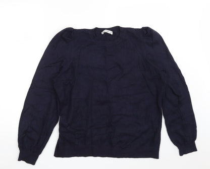 Gallery Womens Blue Round Neck  Viscose Pullover Jumper Size L