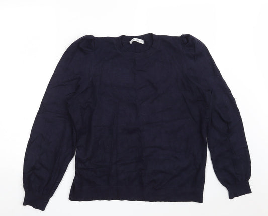 Gallery Womens Blue Round Neck  Viscose Pullover Jumper Size L