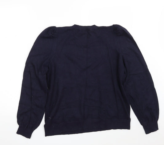 Gallery Womens Blue Round Neck  Viscose Pullover Jumper Size L