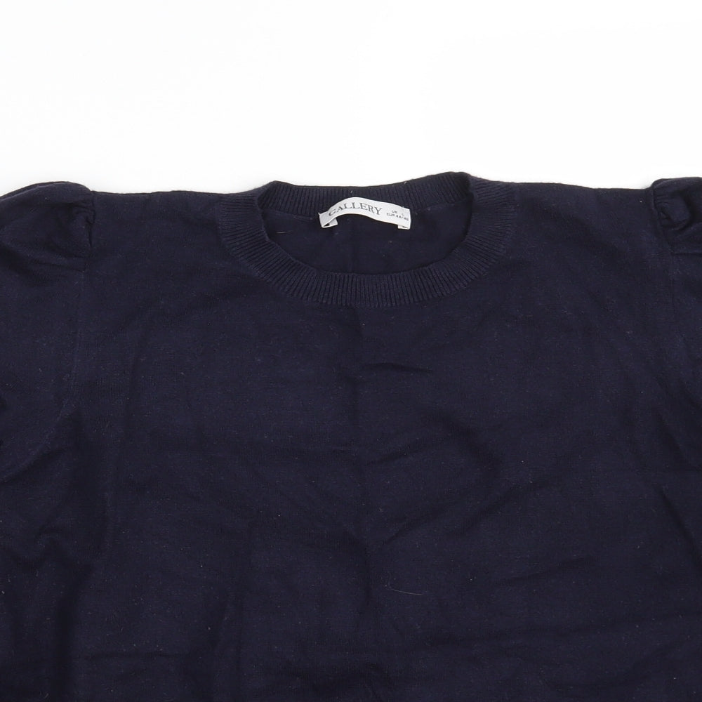 Gallery Womens Blue Round Neck  Viscose Pullover Jumper Size L