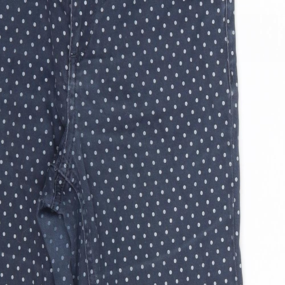 Monsoon Womens Blue Polka Dot Cotton Straight Jeans Size 10 L26 in Slim Zip