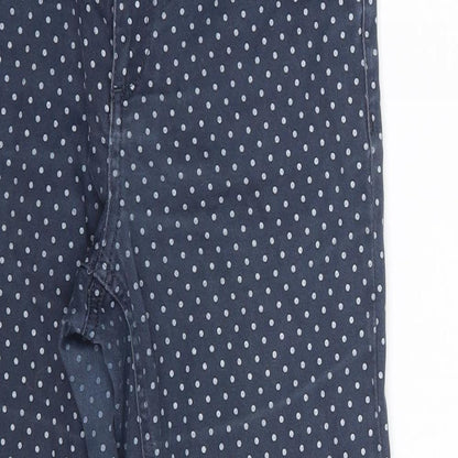 Monsoon Womens Blue Polka Dot Cotton Straight Jeans Size 10 L26 in Slim Zip