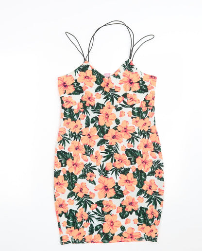 Blue Inc Womens Multicoloured Floral Polyester Bodycon  Size 12  V-Neck