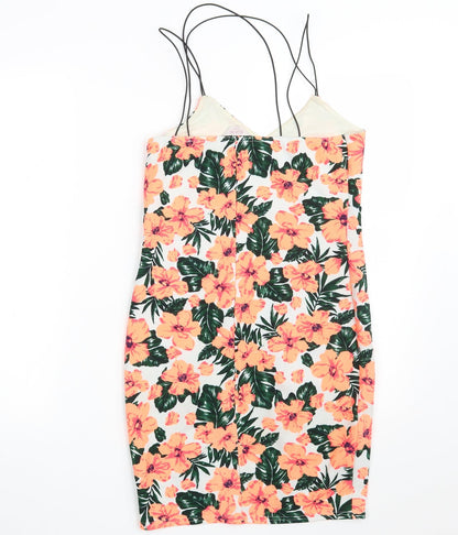 Blue Inc Womens Multicoloured Floral Polyester Bodycon  Size 12  V-Neck