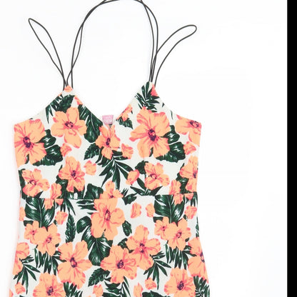 Blue Inc Womens Multicoloured Floral Polyester Bodycon  Size 12  V-Neck