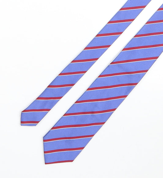 T.M.Lewin Mens Blue Striped Silk Pointed Tie One Size