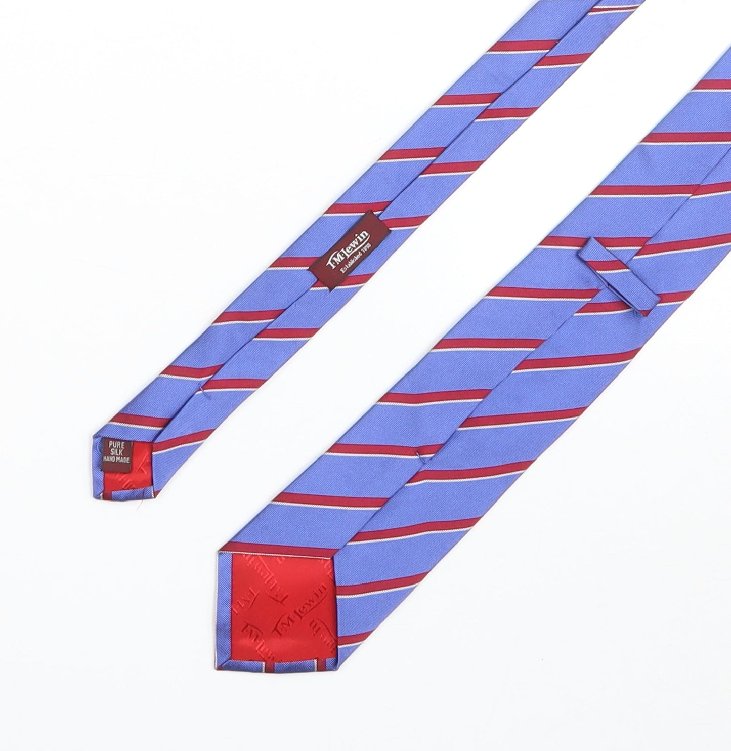Mens T.M.Lewin Blue Striped  Pointed Tie