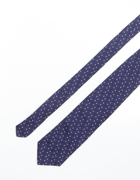 PROFUOMO Mens Blue Geometric 100% Silk Pointed Tie One Size
