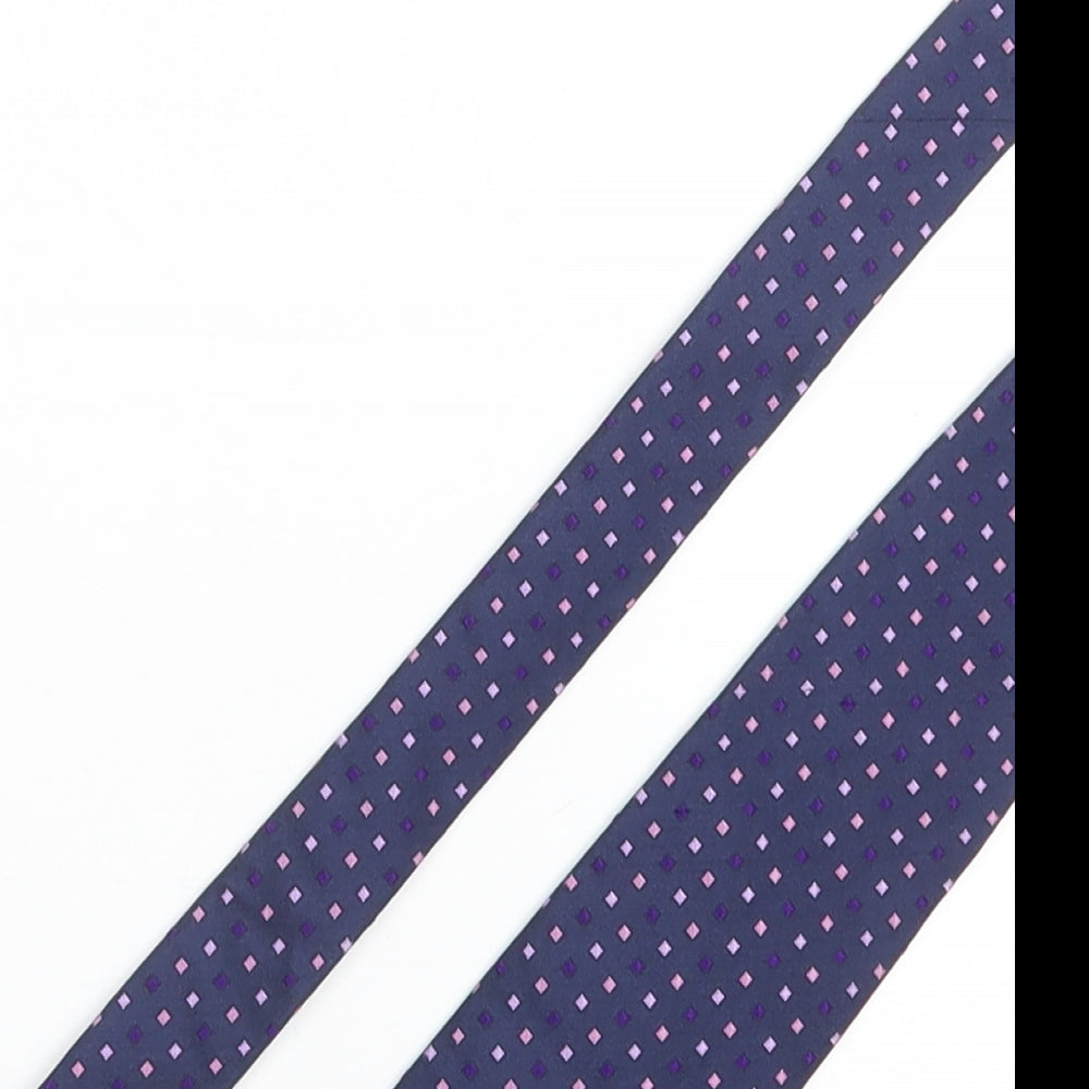 PROFUOMO Mens Blue Geometric 100% Silk Pointed Tie One Size