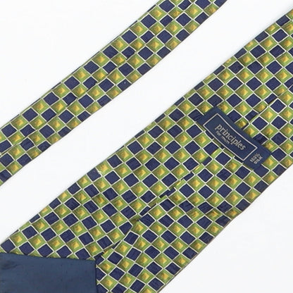 Principles Mens Blue Geometric 100% Silk Pointed Tie One Size