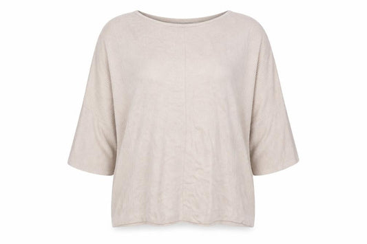Front view of Betty Barclay women’s beige round neck viscose jumper, size UK 18