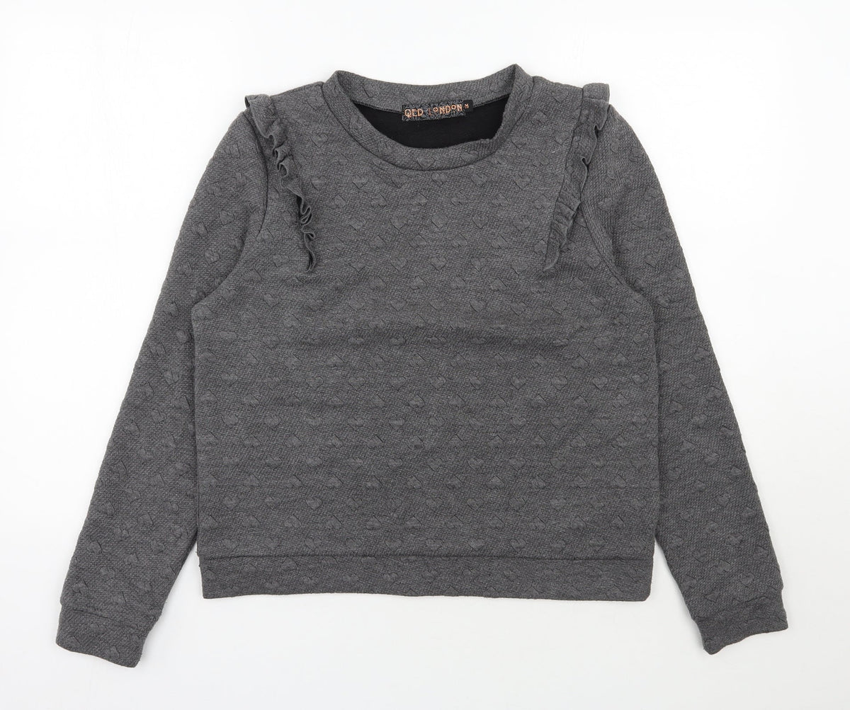Additional front view of QED London women’s grey polyester pullover sweatshirt, size M, pullover