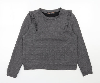 Additional front view of QED London women’s grey polyester pullover sweatshirt, size M, pullover