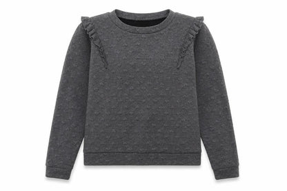 Front view of QED London women’s grey polyester pullover sweatshirt, size M, pullover