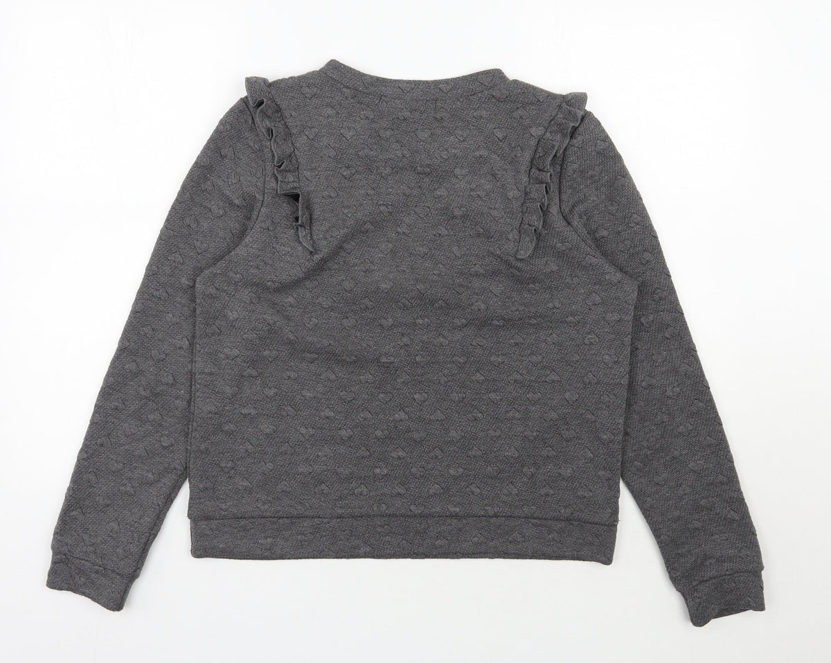 Back view of QED London women’s grey polyester pullover sweatshirt, size M, pullover