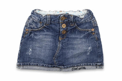 Front view of NAME IT girls’ blue cotton mini skirt, size 3-4, years regular