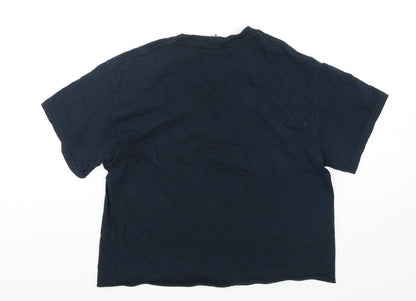 Miss Selfridge Womens Blue  Polyester Cropped T-Shirt Size S Round Neck