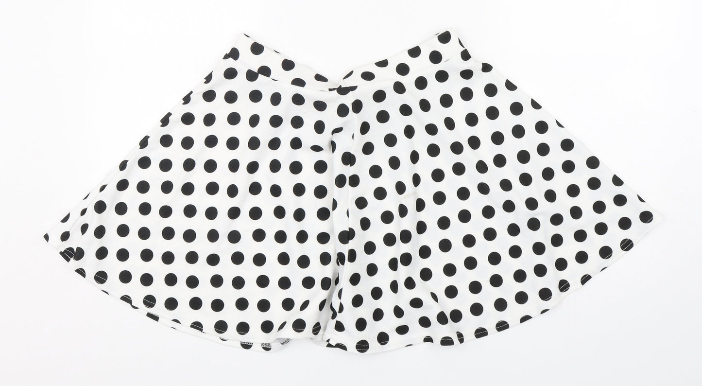 Boohoo Womens Multicoloured Polka Dot Polyester Skater Skirt Size 12