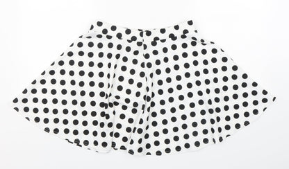 Boohoo Womens Multicoloured Polka Dot Polyester Skater Skirt Size 12