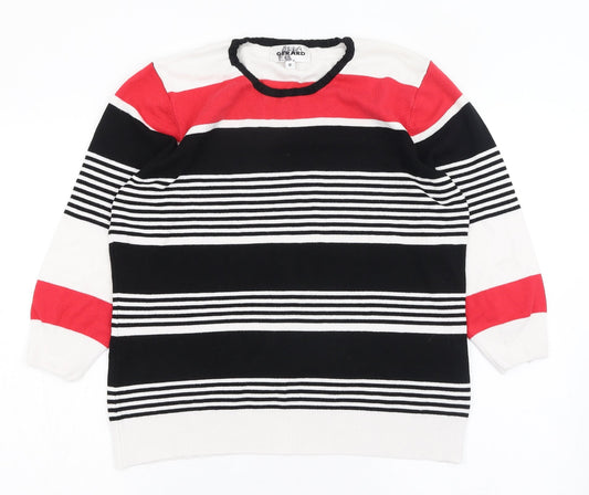 Gerard Womens Black Round Neck Striped Polyester Pullover Jumper Size 12