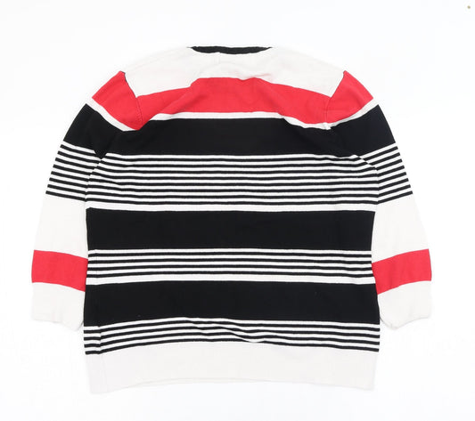 Gerard Womens Black Round Neck Striped Polyester Pullover Jumper Size 12