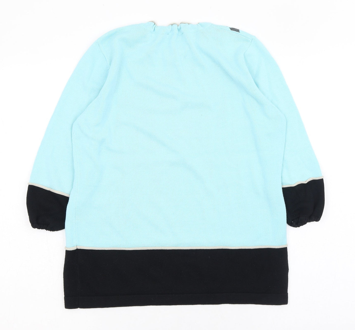 Christa Probst Womens Blue Round Neck  Acrylic Pullover Jumper Size 14