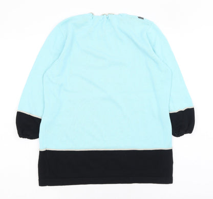 Christa Probst Womens Blue Round Neck  Acrylic Pullover Jumper Size 14
