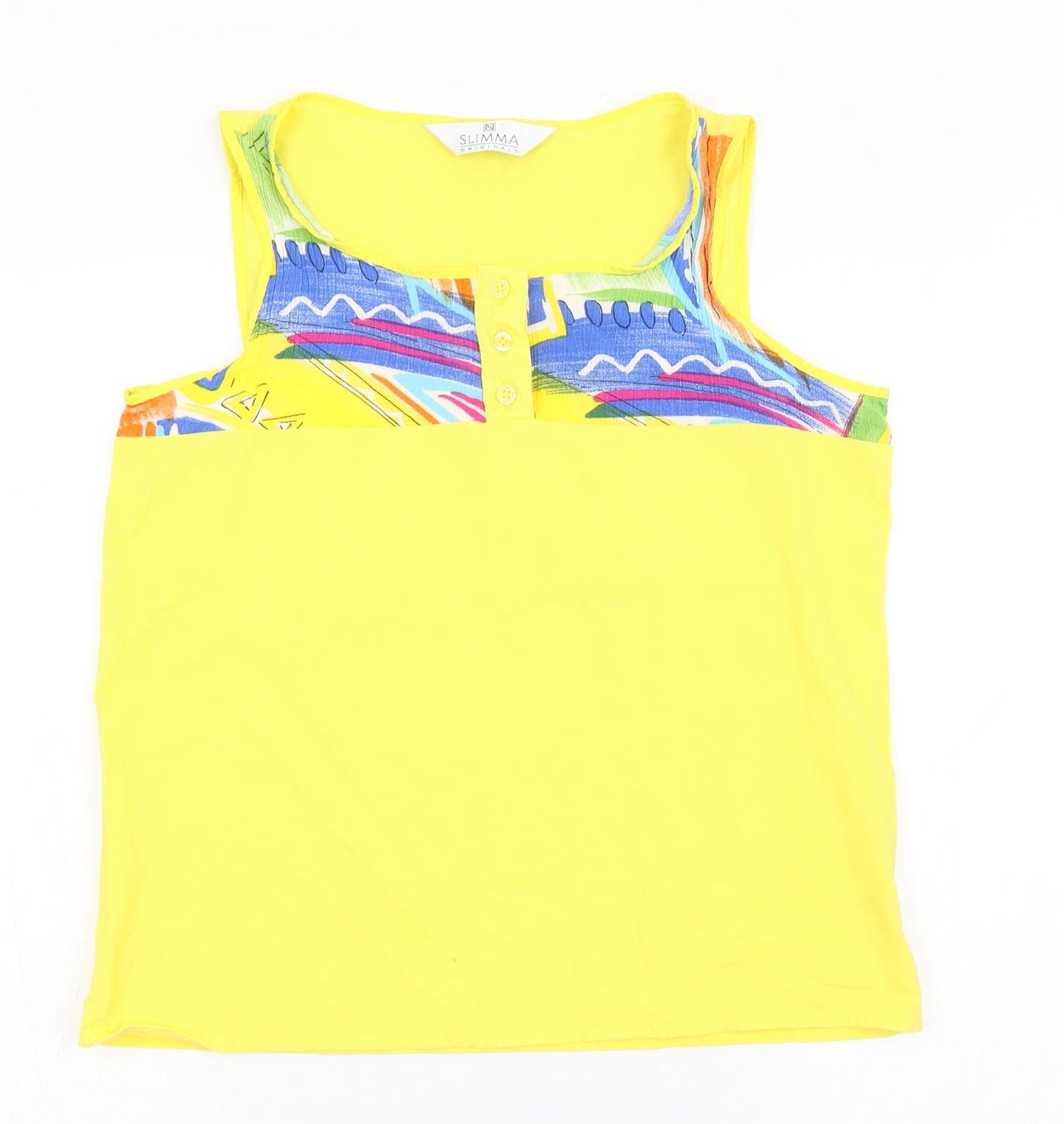 Womens UK Size 10 Slimma Yellow Basic Tank