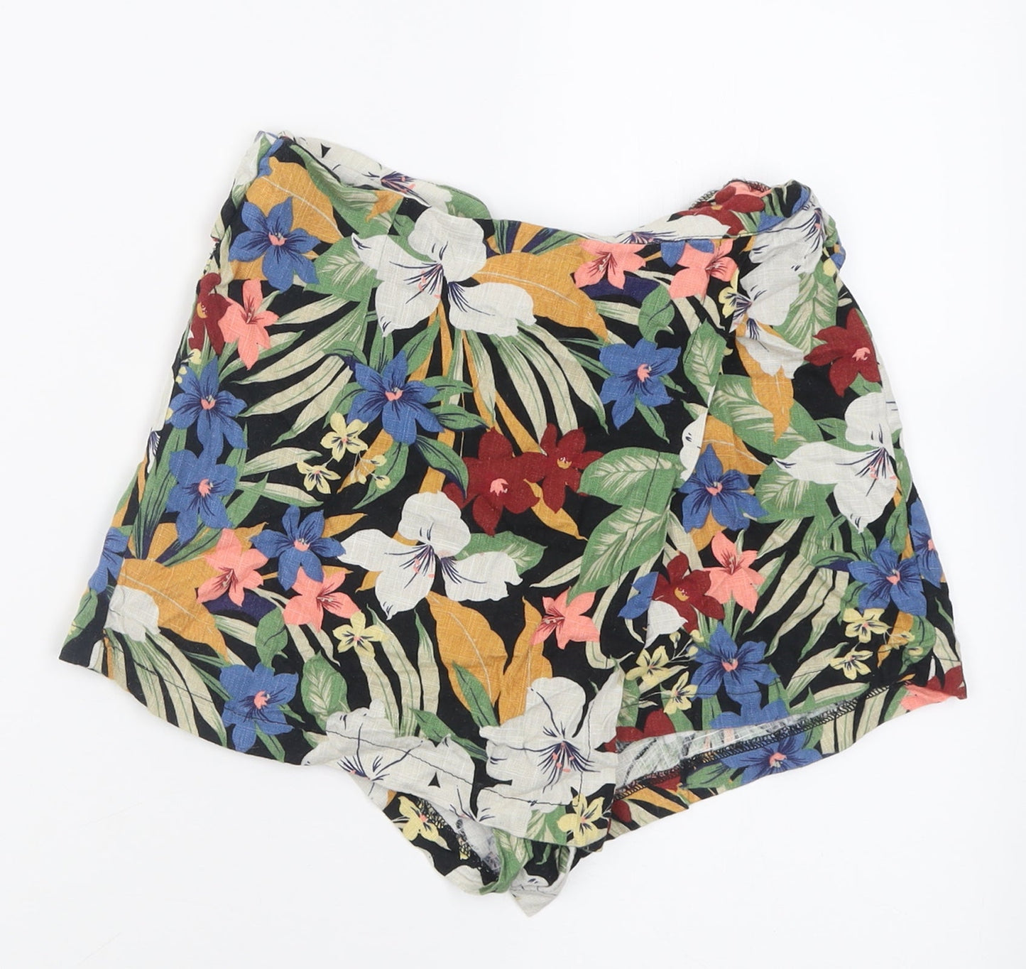 Pull&Bear Womens Multicoloured Floral Viscose Wrap Shorts Size S  Regular Zip