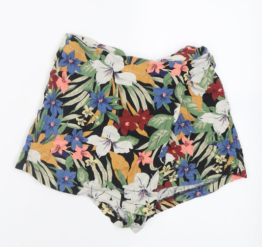Pull&Bear Womens Multicoloured Floral Viscose Wrap Shorts Size S  Regular Zip
