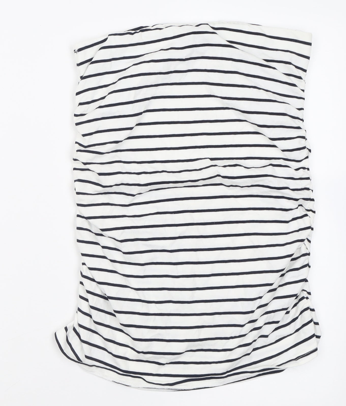 Dorothy Perkins Womens White Striped Cotton Straight & Pencil Skirt Size 12    - Ruched Sides