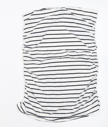 Dorothy Perkins Womens White Striped Cotton Straight & Pencil Skirt Size 12    - Ruched Sides