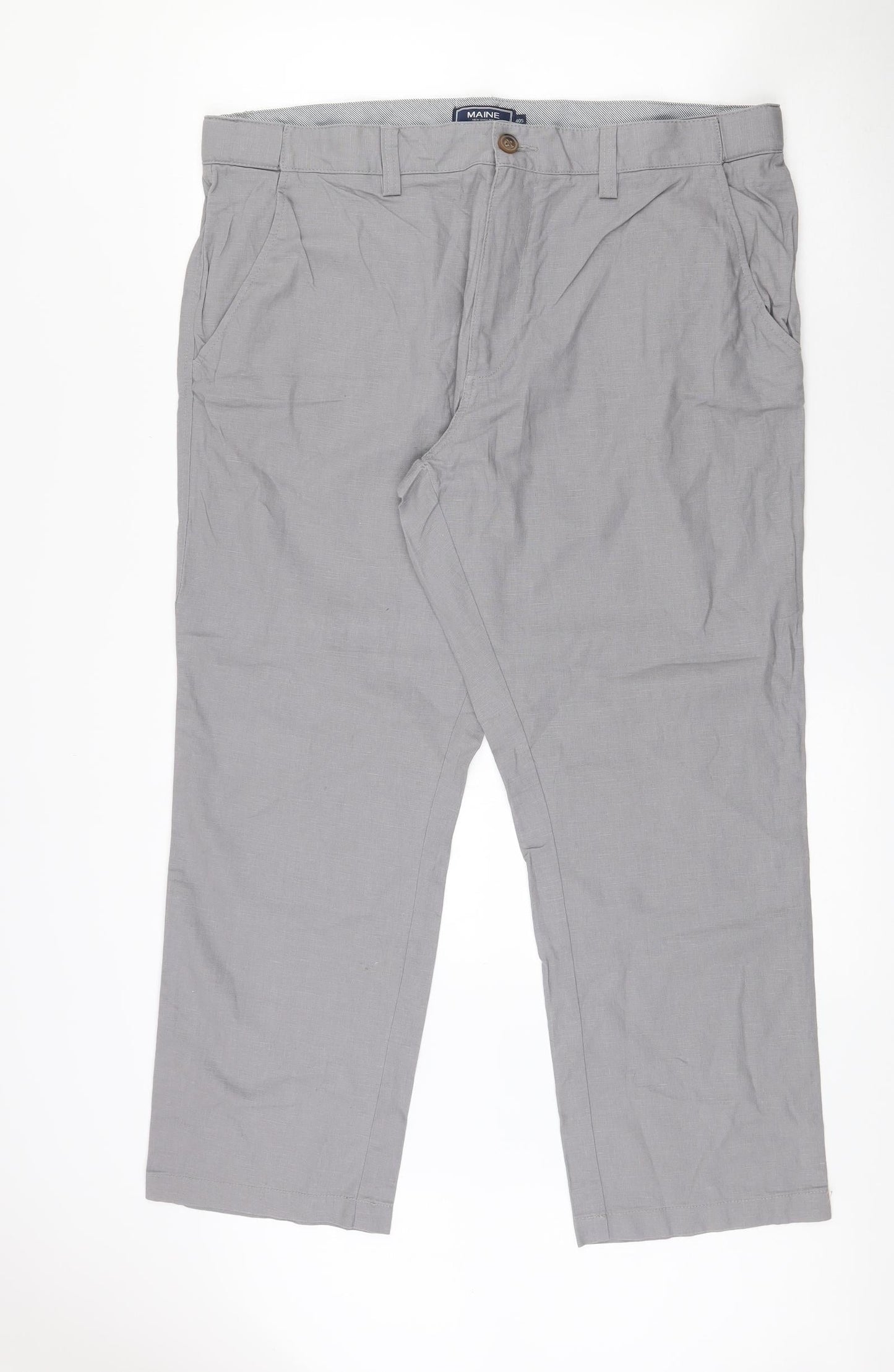 Maine New England Mens Grey  Linen Dress Pants Trousers  L27 in Regular Zip
