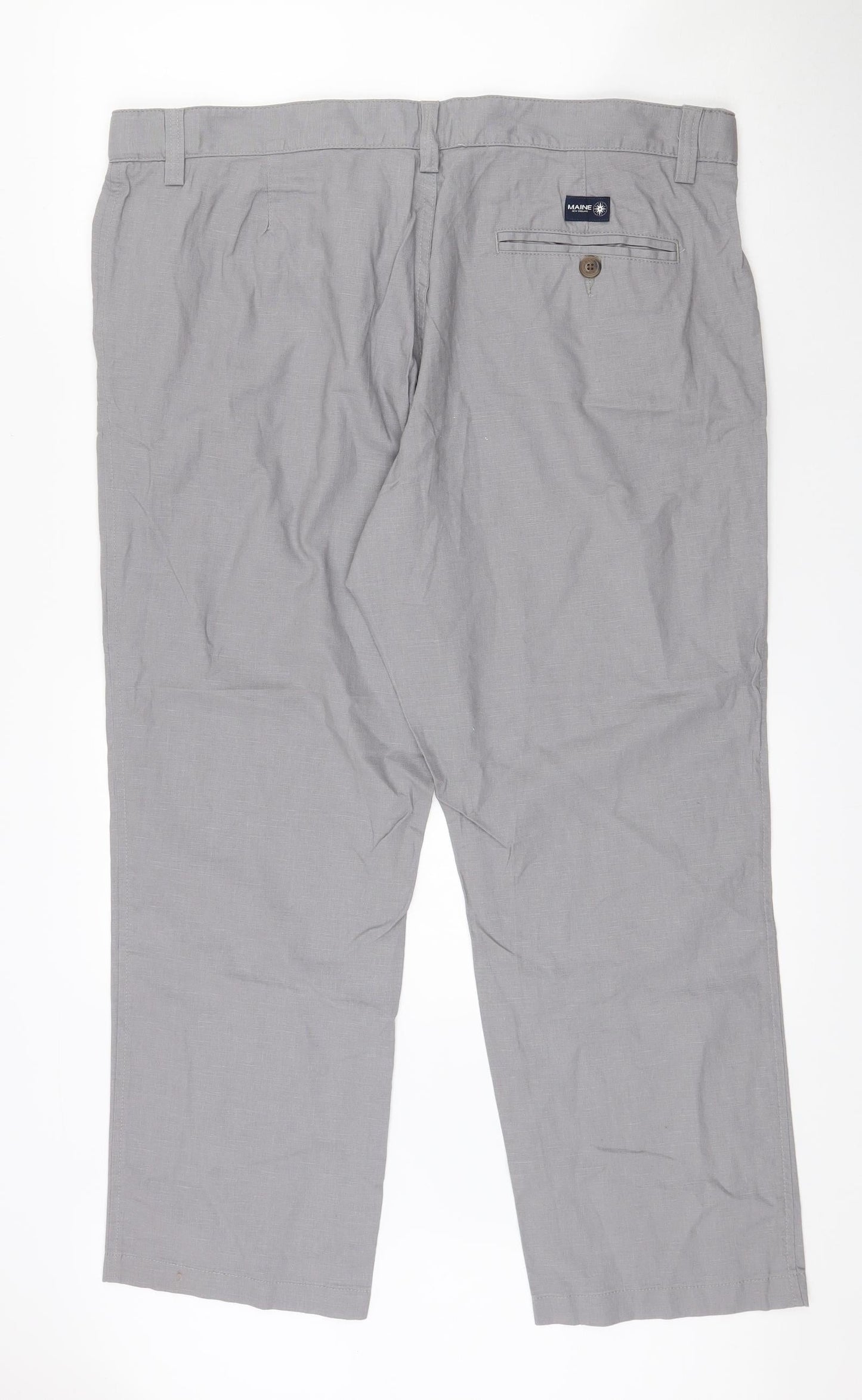 Maine New England Mens Grey  Linen Dress Pants Trousers  L27 in Regular Zip