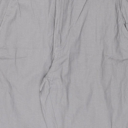 Maine New England Mens Grey  Linen Dress Pants Trousers  L27 in Regular Zip