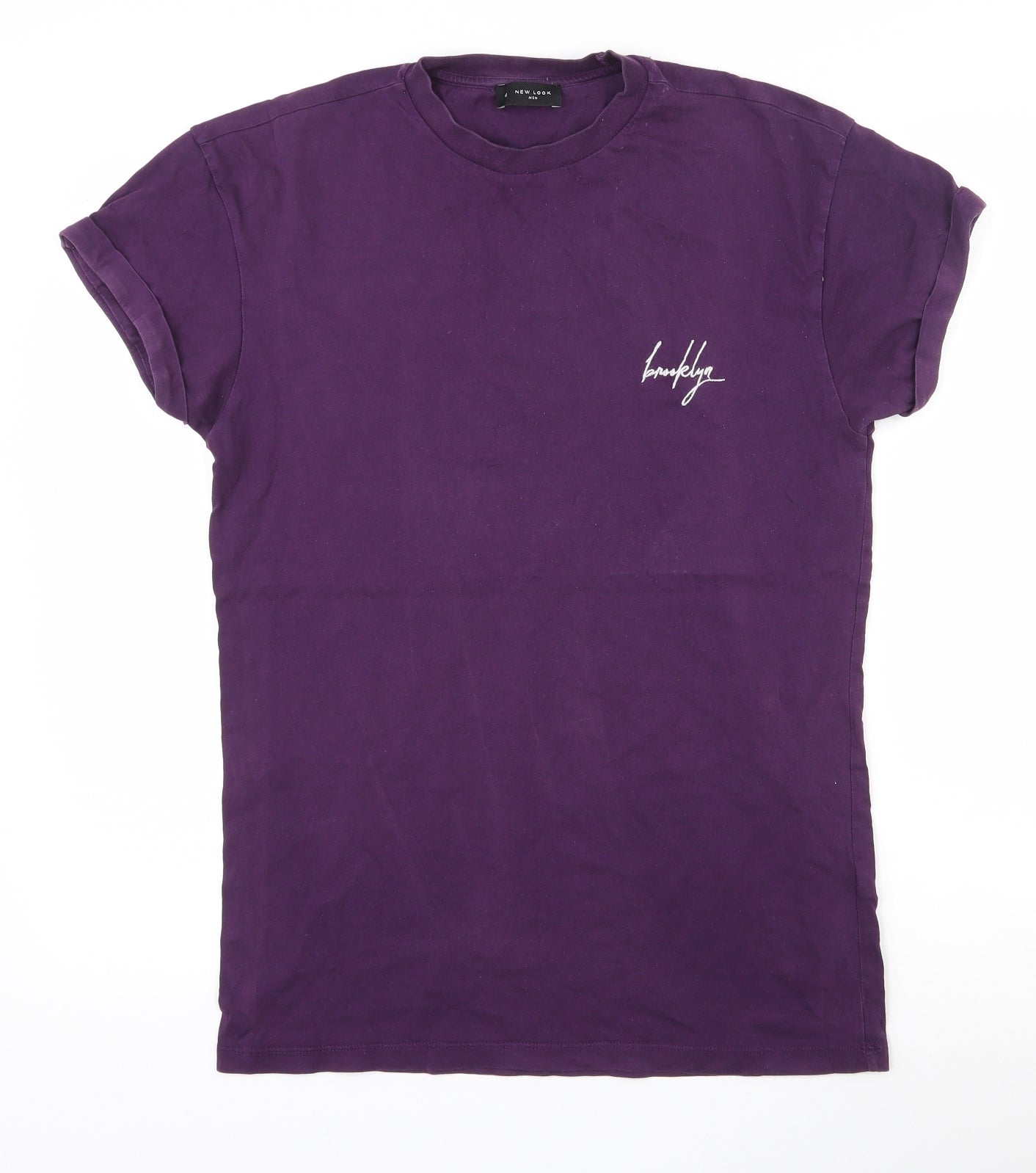 New Look Mens Purple  Cotton  T-Shirt Size XS Crew Neck
