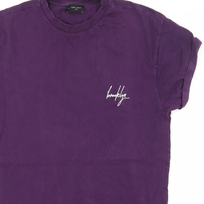 New Look Mens Purple  Cotton  T-Shirt Size XS Crew Neck