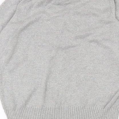 Brand and care label for SOHO women’s grey v-neck cotton jumper, size UK 10