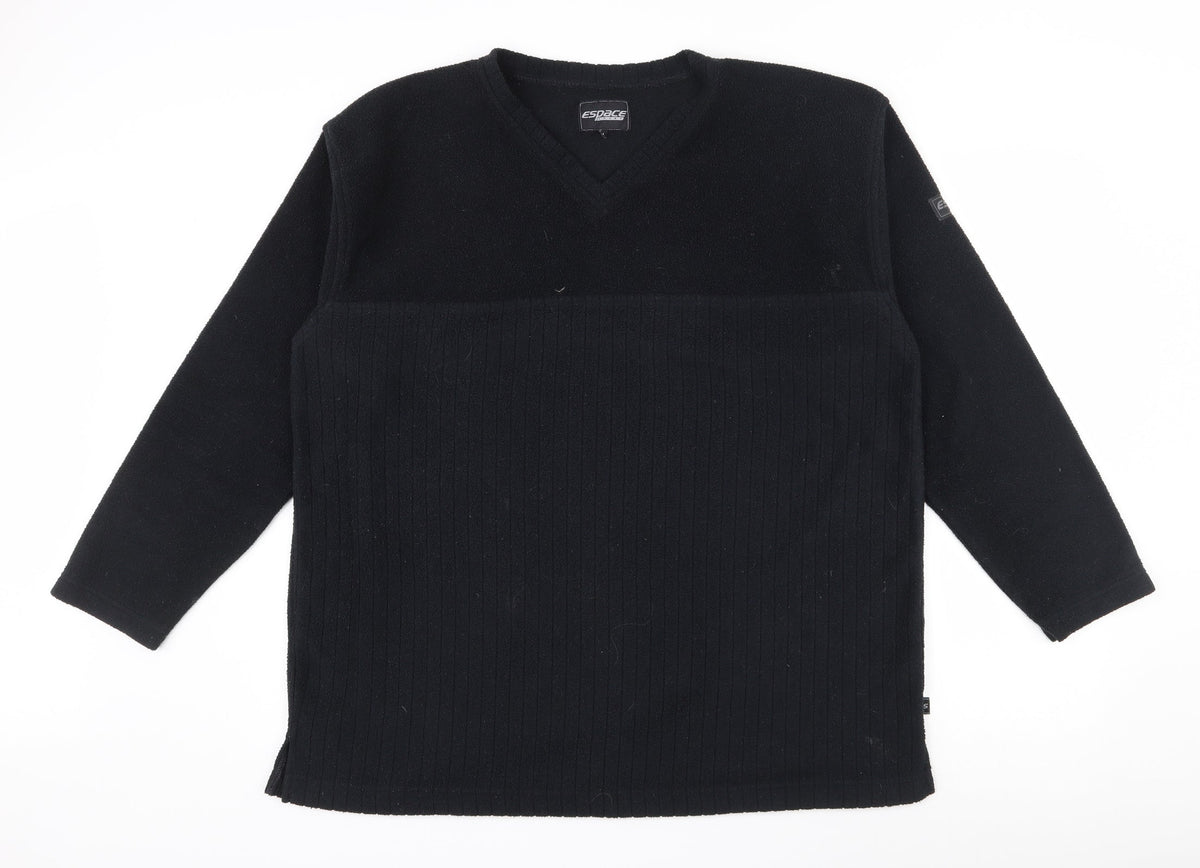 Additional front view of Espace men’s black polyester pullover sweatshirt, size M